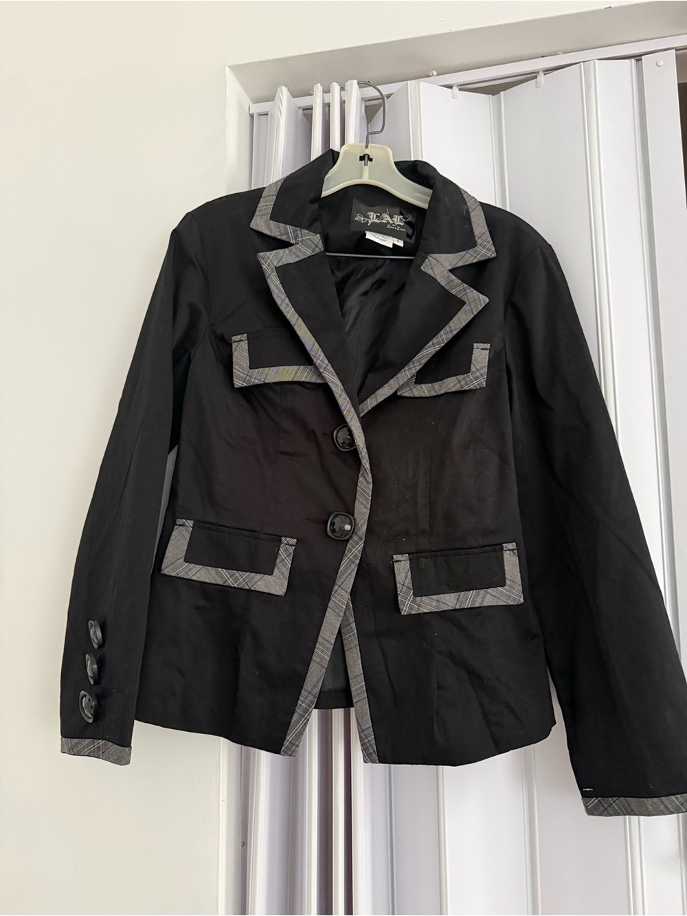 Live a Little Black Blazer with Gray Contrast Trim